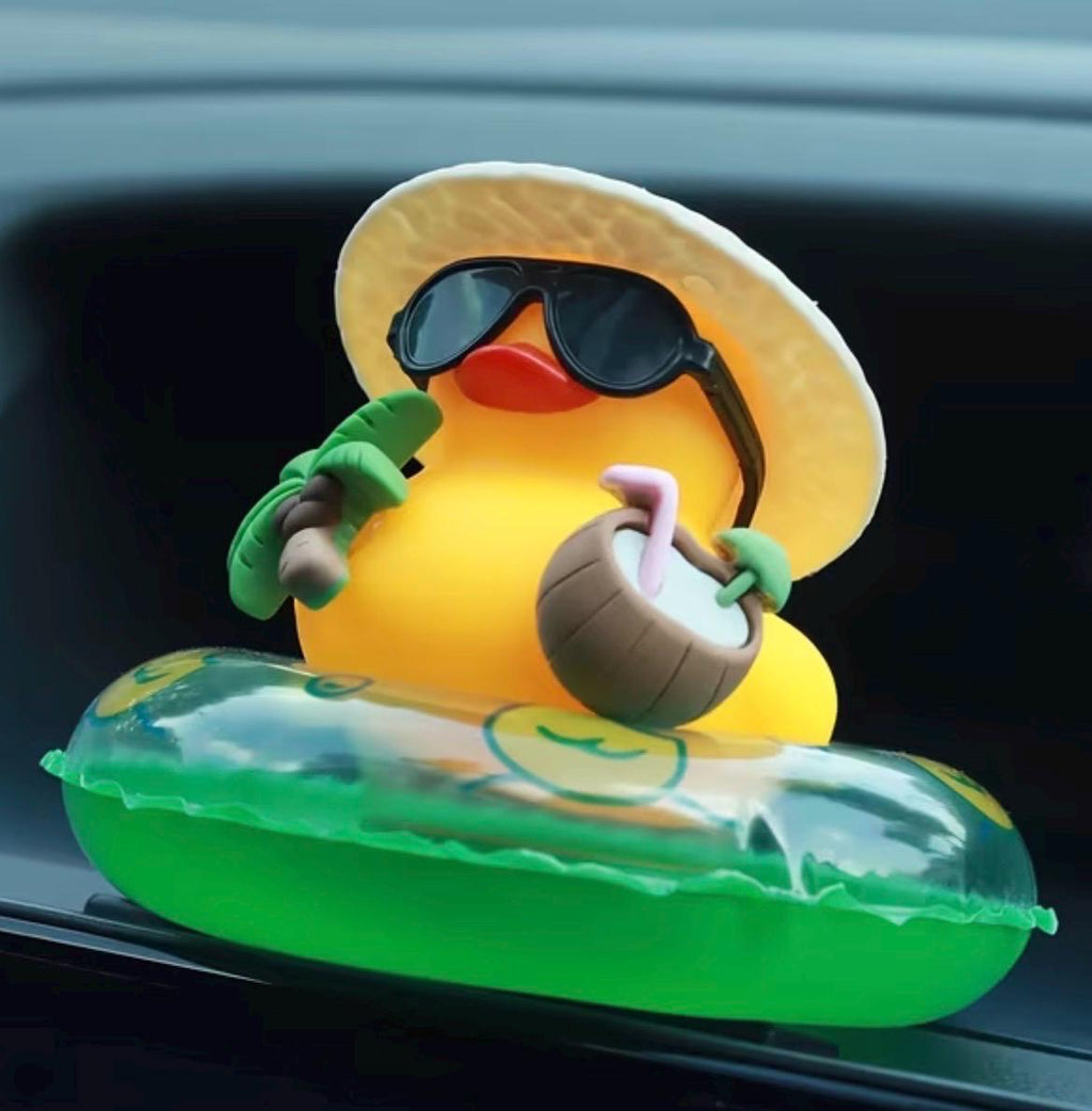2 Inch - Tropical Vacation Rubber Duck Dashboard Decor – Beach Float Duck for Cruise Ducks, Jeep Ducks & Summer Car Accessories
