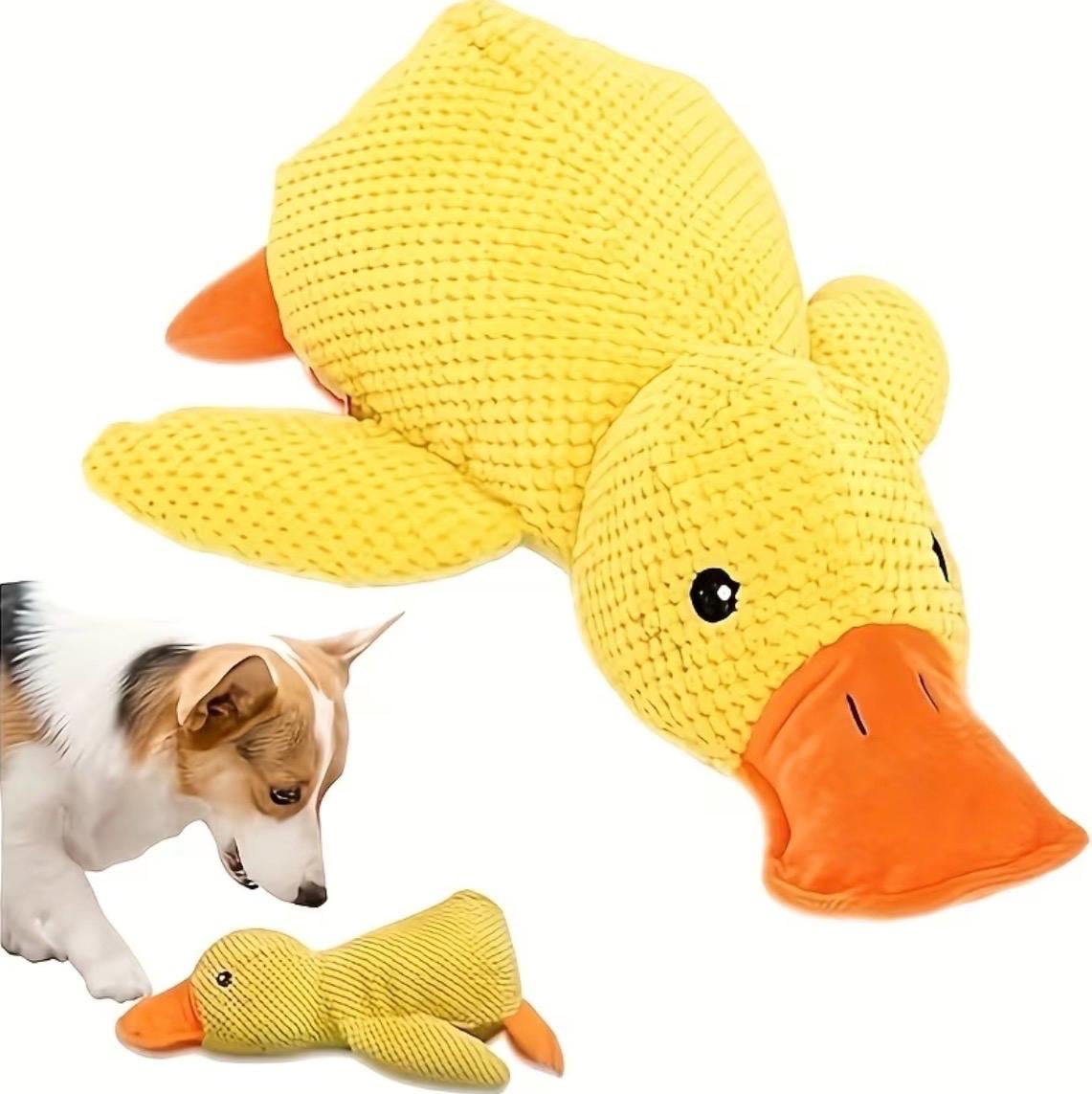 Large Squeaky Duck Dog Toy – Plush Yellow Duck Pet Toy for Dogs – Interactive Chew Toy with Squeaker – Funny Duck Puppy Gift