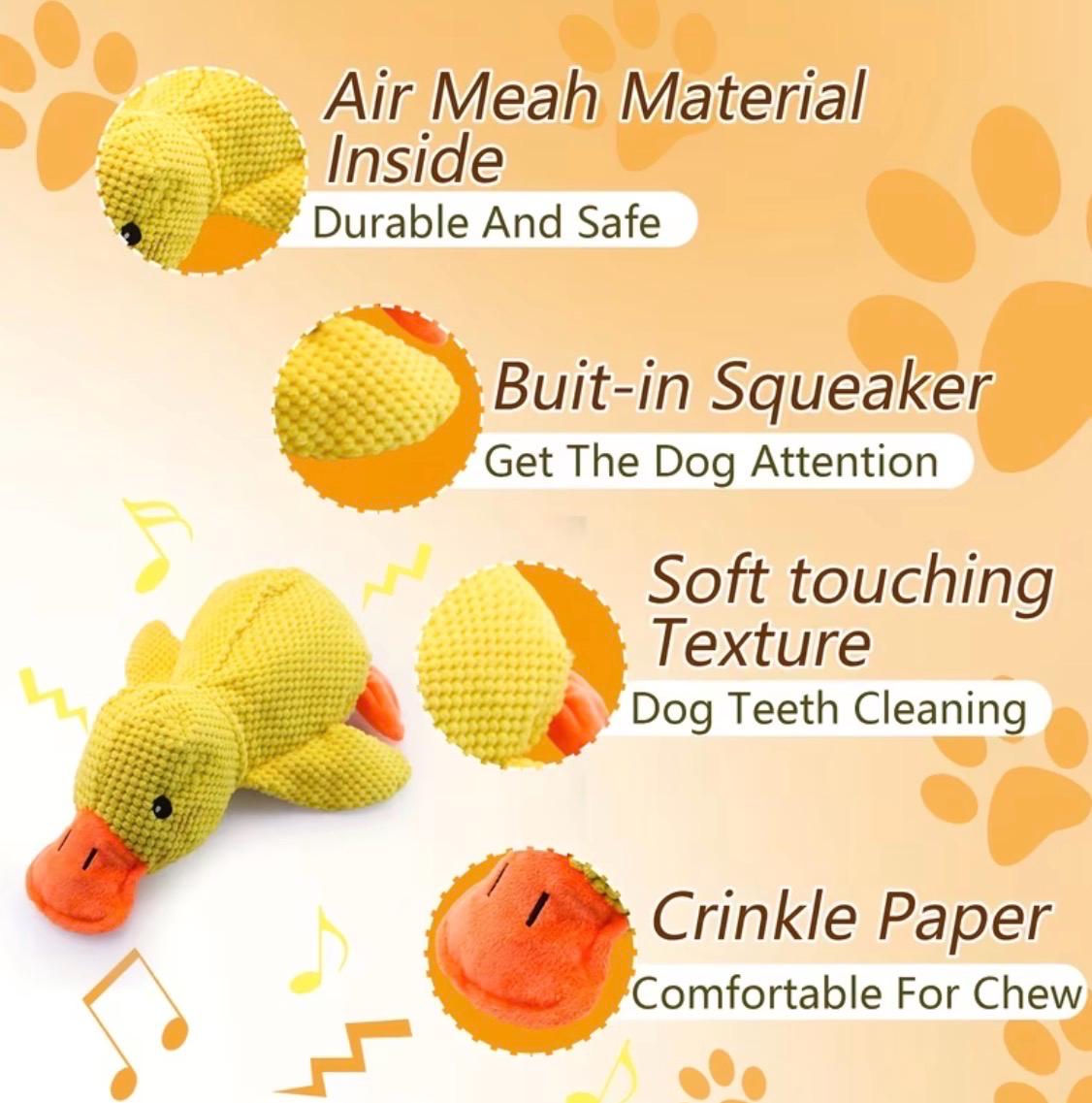 Large Squeaky Duck Dog Toy – Plush Yellow Duck Pet Toy for Dogs – Interactive Chew Toy with Squeaker – Funny Duck Puppy Gift