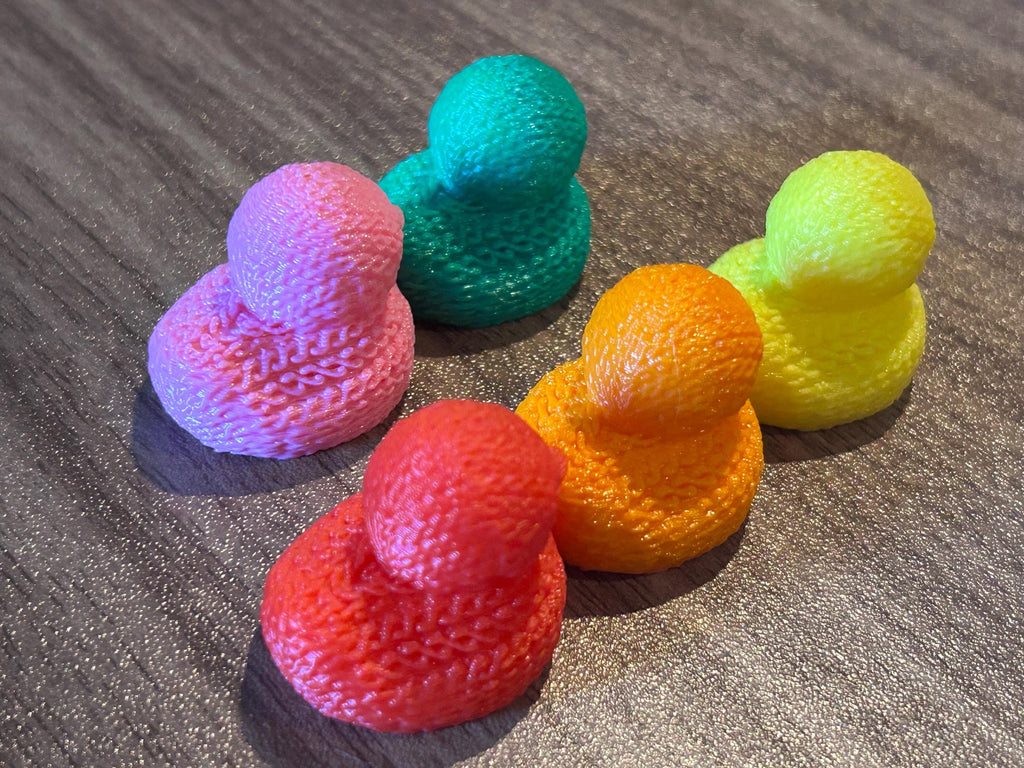 3D Printed Mini Crochet Duck Set of 5 – Colorful Tiny Cruise Ducks, Jeep Ducks, Cute Pocket Duck Collection