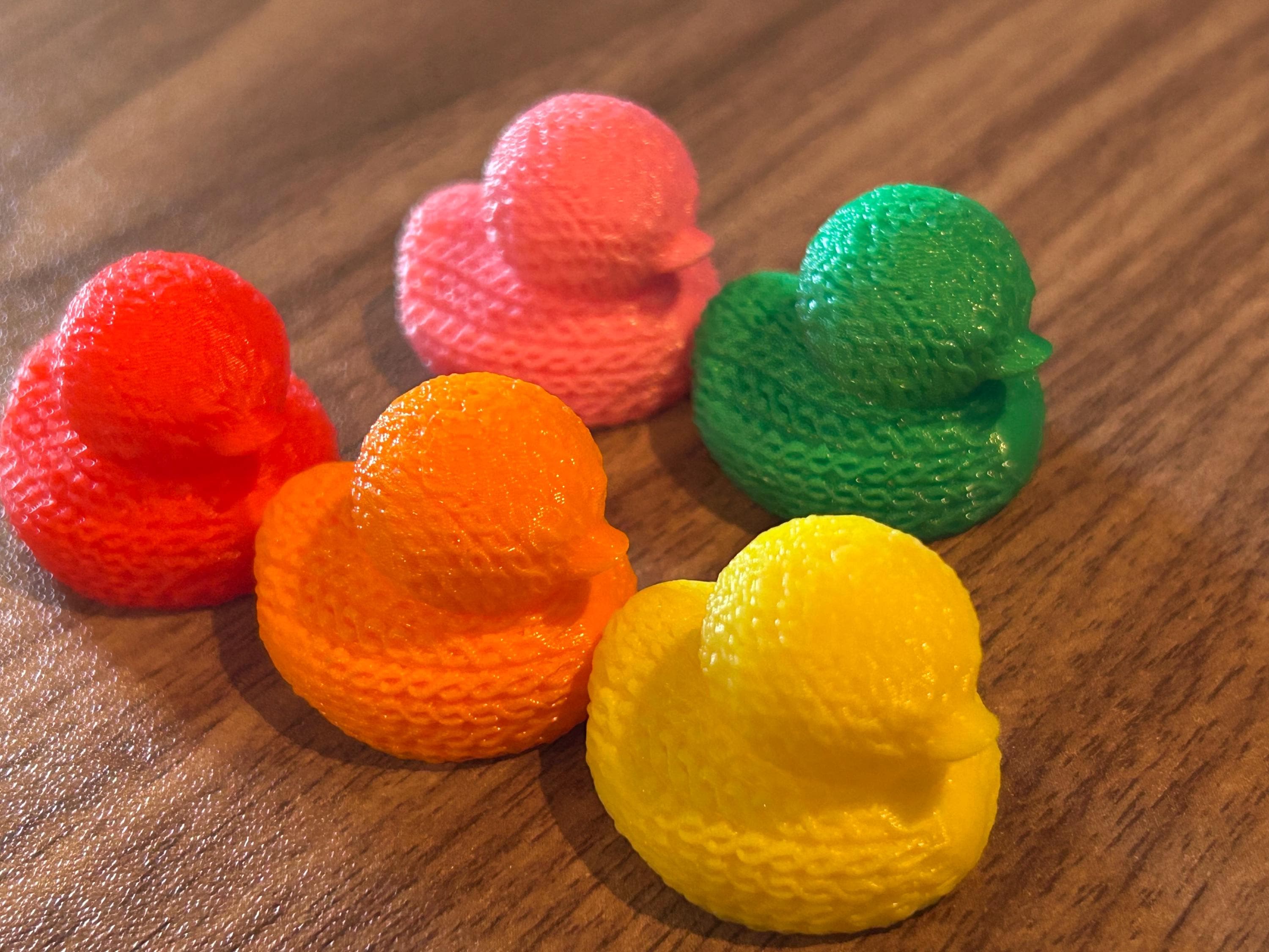3D Printed Mini Crochet Duck Set of 5 – Colorful Tiny Cruise Ducks, Jeep Ducks, Cute Pocket Duck Collection