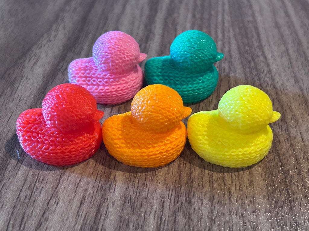 3D Printed Mini Crochet Duck Set of 5 – Colorful Tiny Cruise Ducks, Jeep Ducks, Cute Pocket Duck Collection