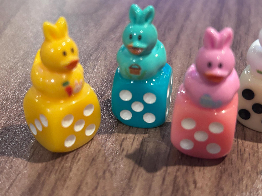 Easter Bunny Dice Set of 5 | Religious Easter Duck Dice | Faith Inspired Easter Basket Fillers | Cute Spring Party Favors Cruise Jeep Ducks