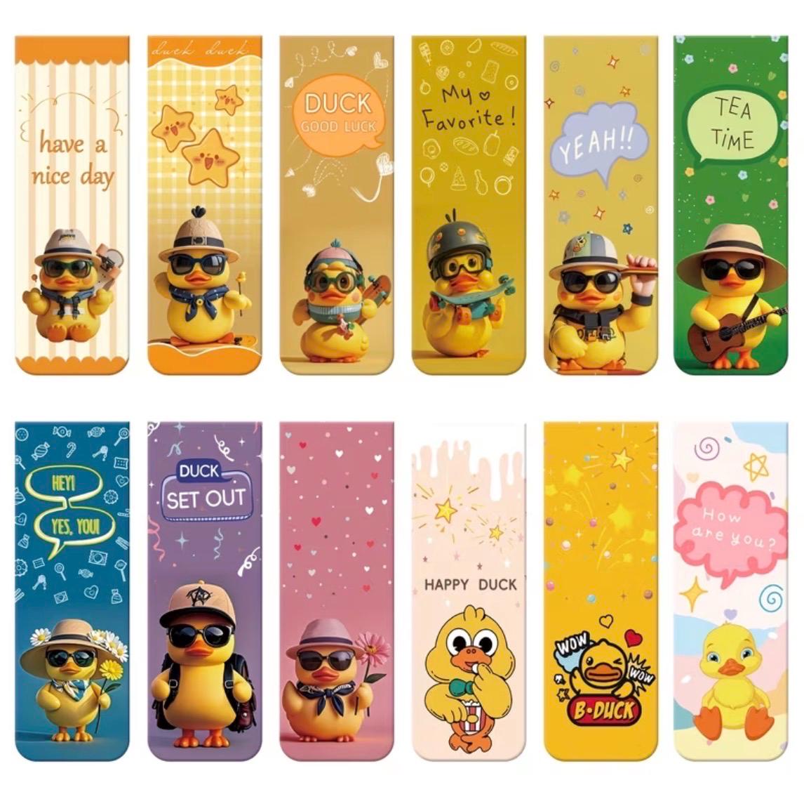 12pcs Magnetic Rubber Duck Bookmarks – Cute Duck Page Markers for Readers, Teachers, Students, Journals, Cruise Gifts & Book Lovers