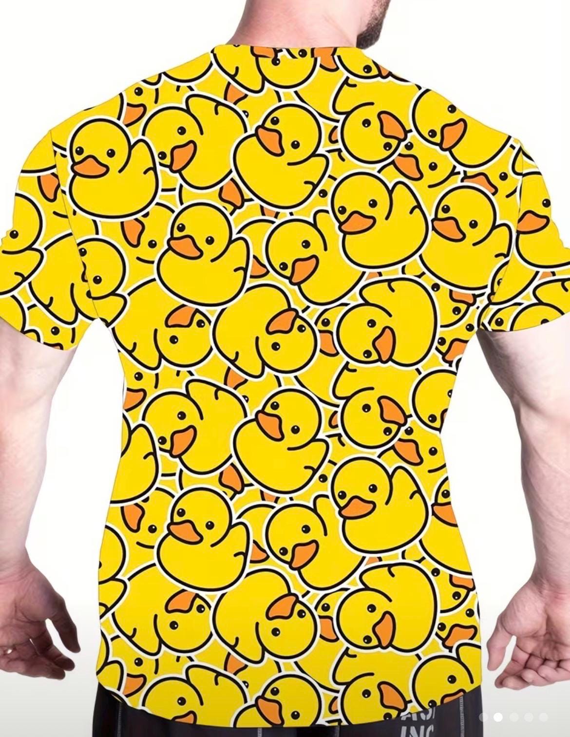 Cute Rubber Duck Print Quick-Dry T-Shirt | Unisex Yellow Duck Graphic Tee | Breathable Casual Streetwear Shirt | Cruise Jeep Outfit