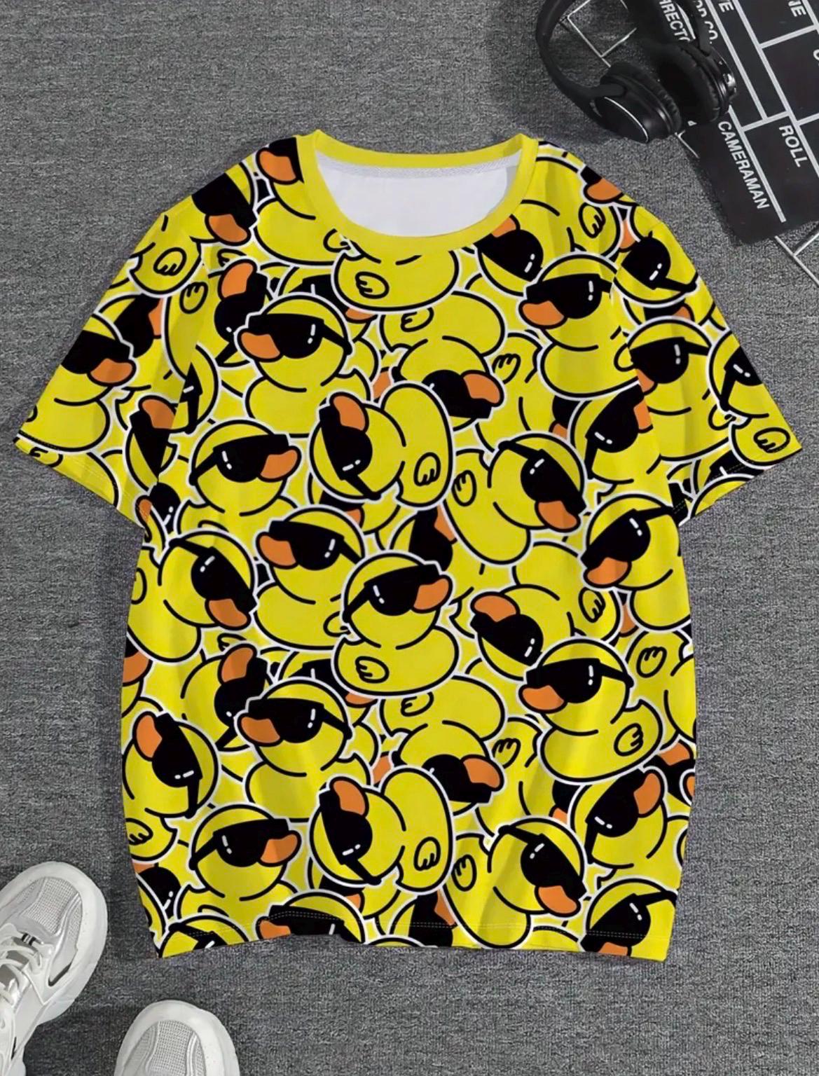 Men’s Rubber Duck Sunglasses T-Shirt | Funny Yellow Duck Graphic Tee | Casual Lightweight Short Sleeve Shirt | Cruise Jeep Party Wear