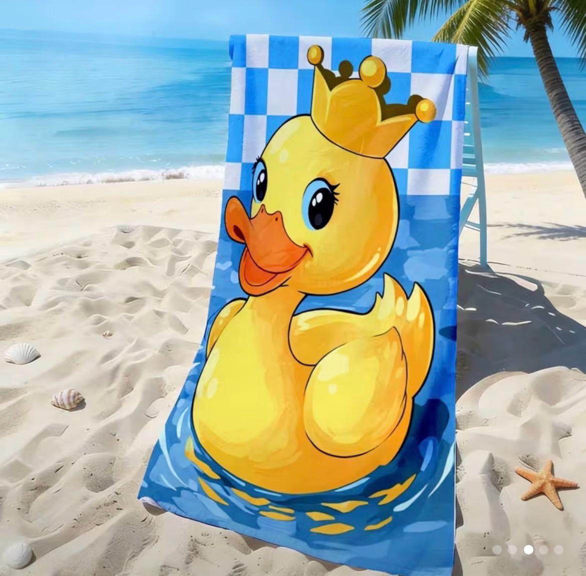 Rubber Duck Beach Towel, Cute Crown Duck Pool Towel, Soft Absorbent Summer Towel, Cruise Beach Gift, Poolside Duck Decor