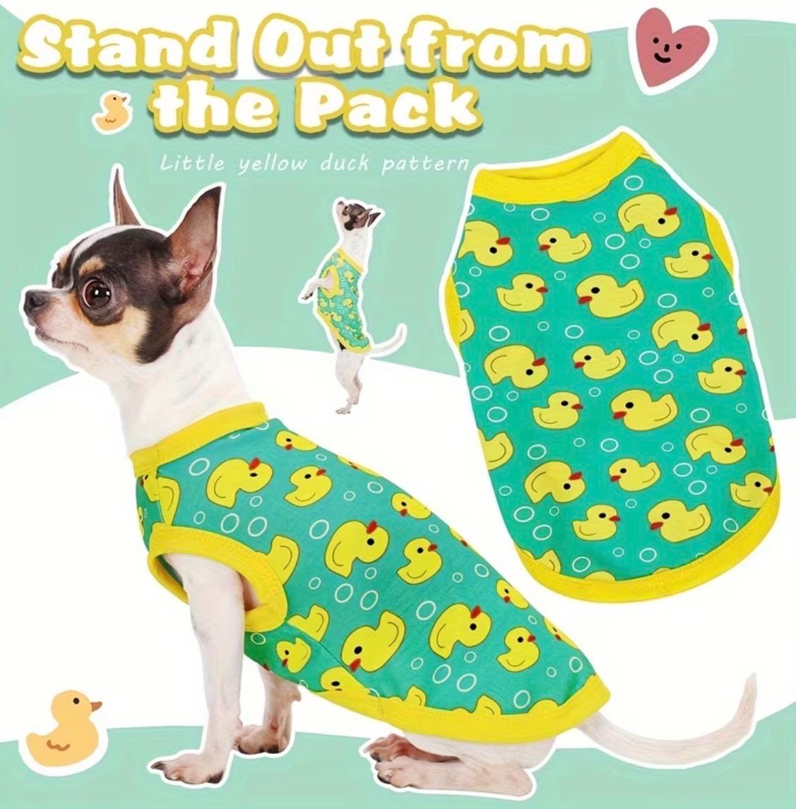 Duck Print Dog Vest Sleeveless Pet Shirt Breathable Puppy Tank Top Small Large Dogs