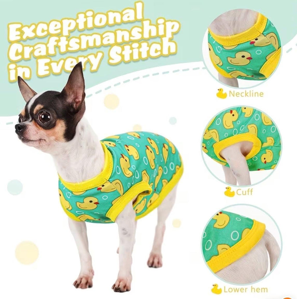 Duck Print Dog Vest Sleeveless Pet Shirt Breathable Puppy Tank Top Small Large Dogs