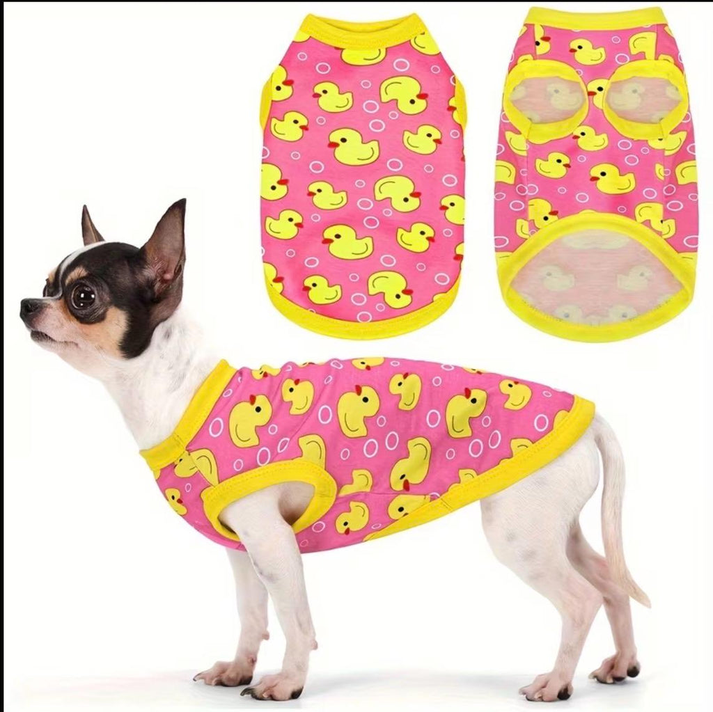 Duck Print Dog Vest Sleeveless Pet Shirt Breathable Puppy Tank Top Small Large Dogs