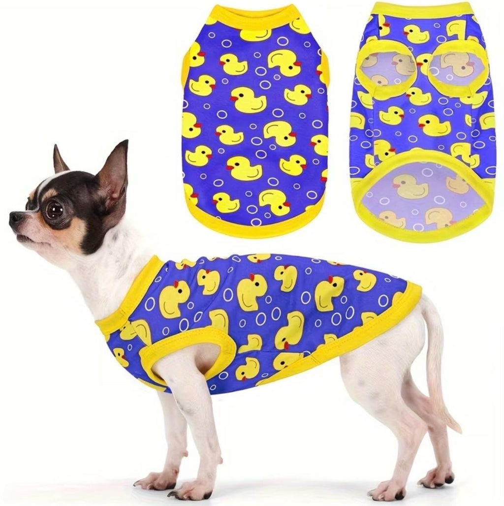 Duck Print Dog Vest Sleeveless Pet Shirt Breathable Puppy Tank Top Small Large Dogs