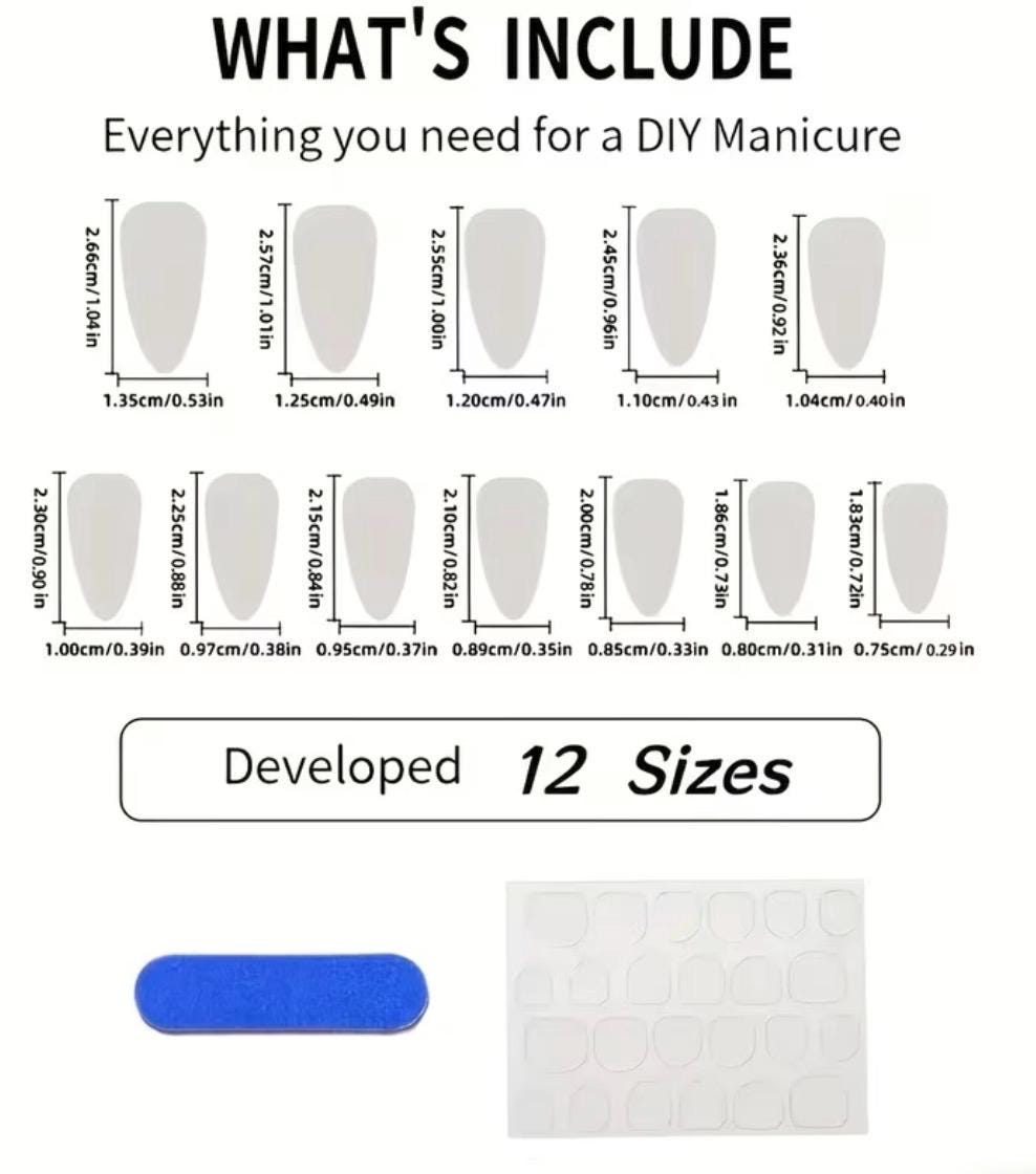 Yellow Duck Press-On Nails – Medium Almond Shape, Milky Blue Wavy Summer Manicure