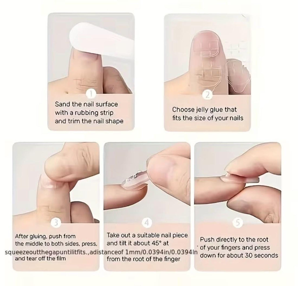Yellow Duck Press-On Nails – Medium Almond Shape, Milky Blue Wavy Summer Manicure