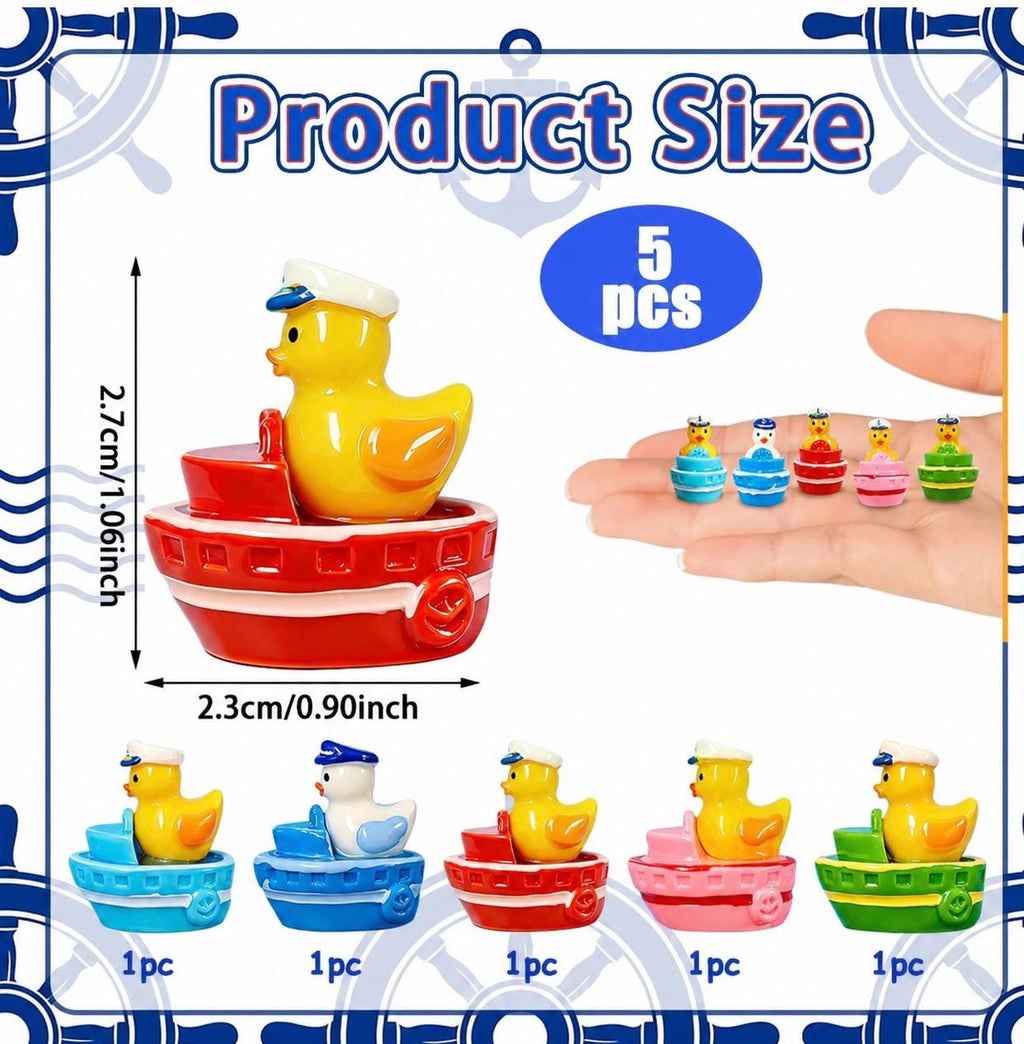 Mini Resin Sailor Duck Boat Set – 5 Piece Nautical Collectible Ducks