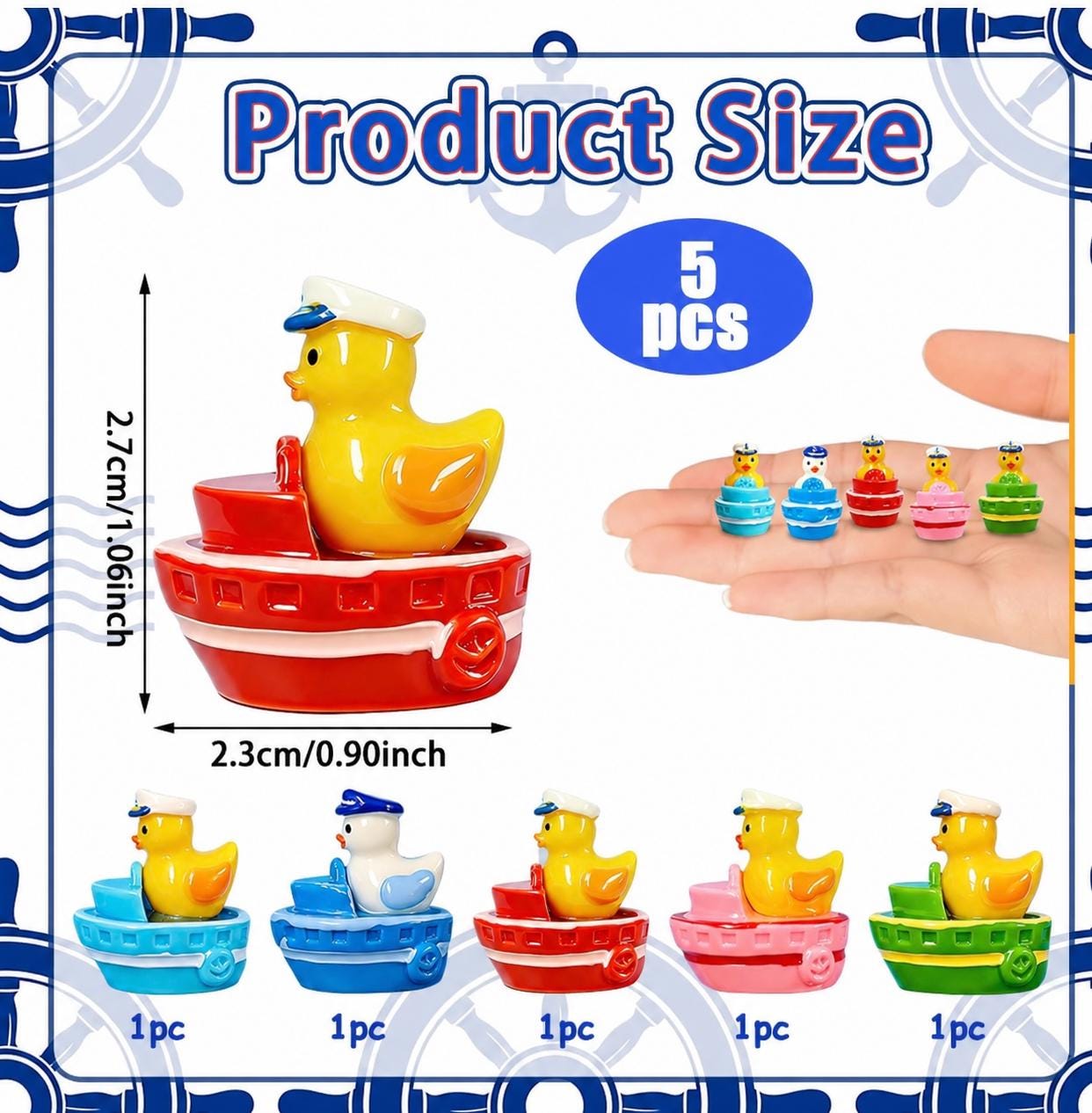 Mini Resin Sailor Duck Boat Set – 5 Piece Nautical Collectible Ducks
