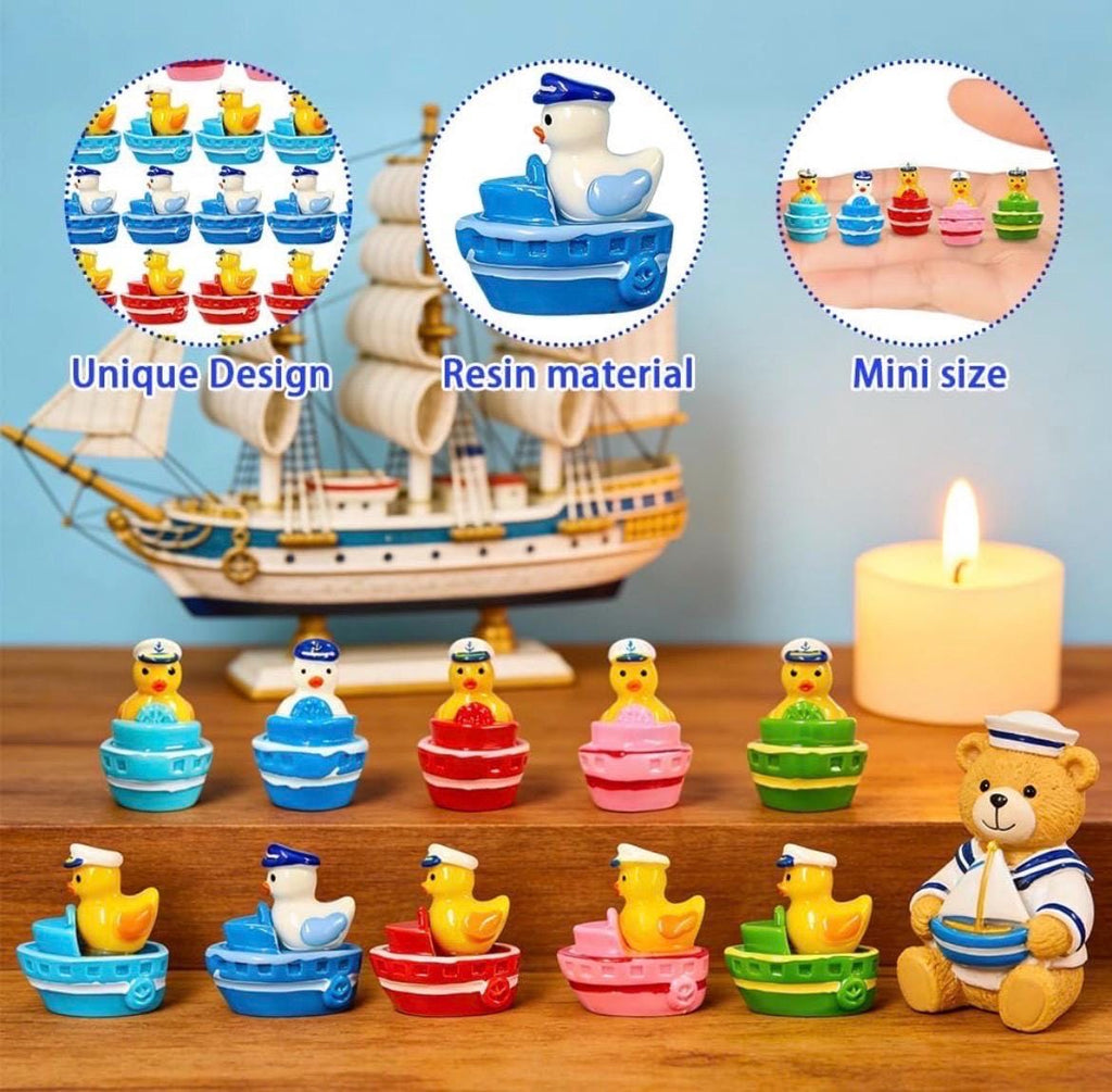 Mini Resin Sailor Duck Boat Set – 5 Piece Nautical Collectible Ducks