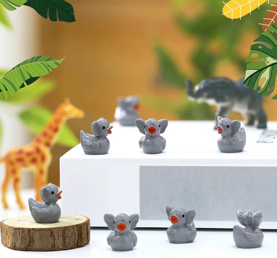 Mini Resin Ducks - Elephant Duck Set 5pc Tiny Resin Ducks Garden & Cake Decor
