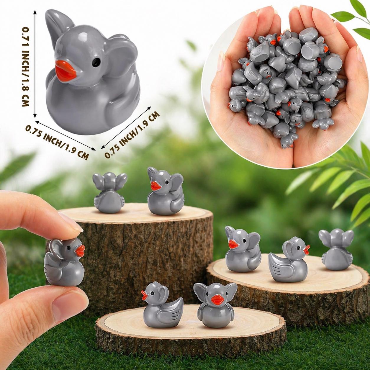 Mini Resin Ducks - Elephant Duck Set 5pc Tiny Resin Ducks Garden & Cake Decor