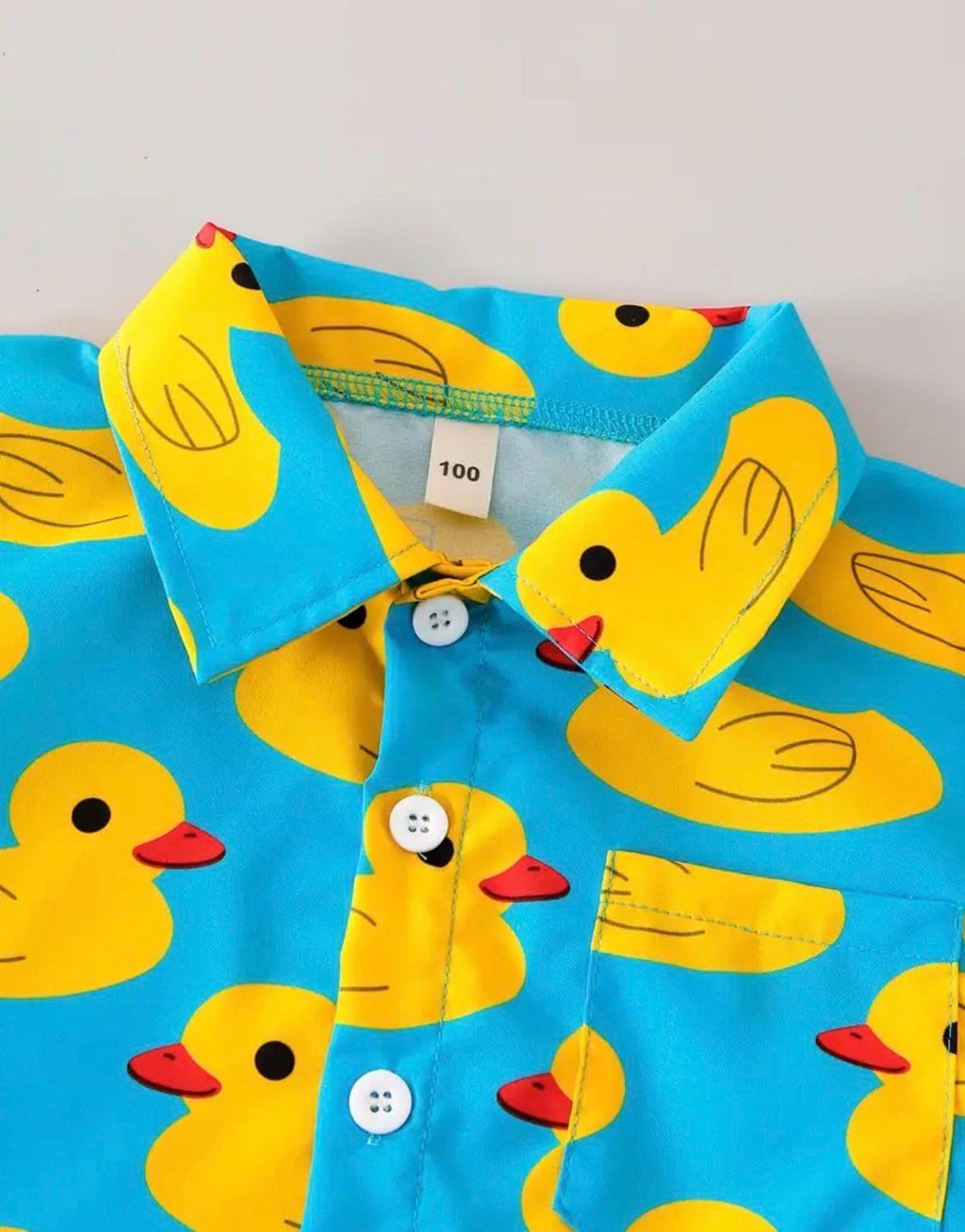Boys Rubber Duck Print 2-Piece Summer Set, Beach Vacation Outfit