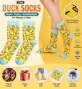 Yellow Duck Print Crew Socks, Novelty Animal Pattern, Cozy Unisex Socks