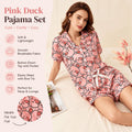 Pink Duck Pajama Set – Button Down Sleepwear, Soft Lightweight Lounge Set