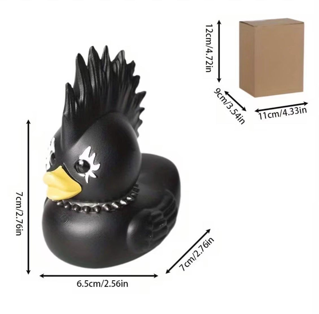 Large Resin -Gothic Punk Rock Resin Duck – Steampunk Mohawk Devil Collectible Ornament (2.76 Inch)