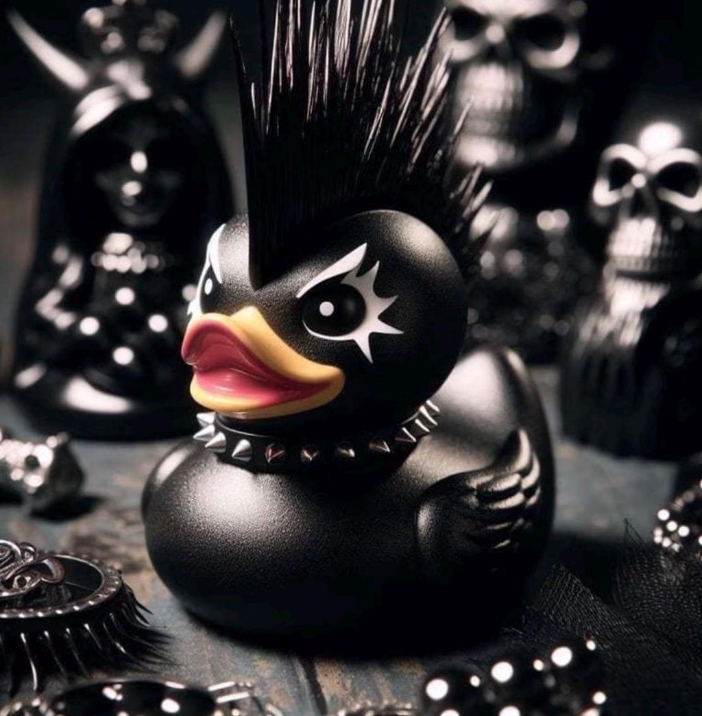 Large Resin -Gothic Punk Rock Resin Duck – Steampunk Mohawk Devil Collectible Ornament (2.76 Inch)