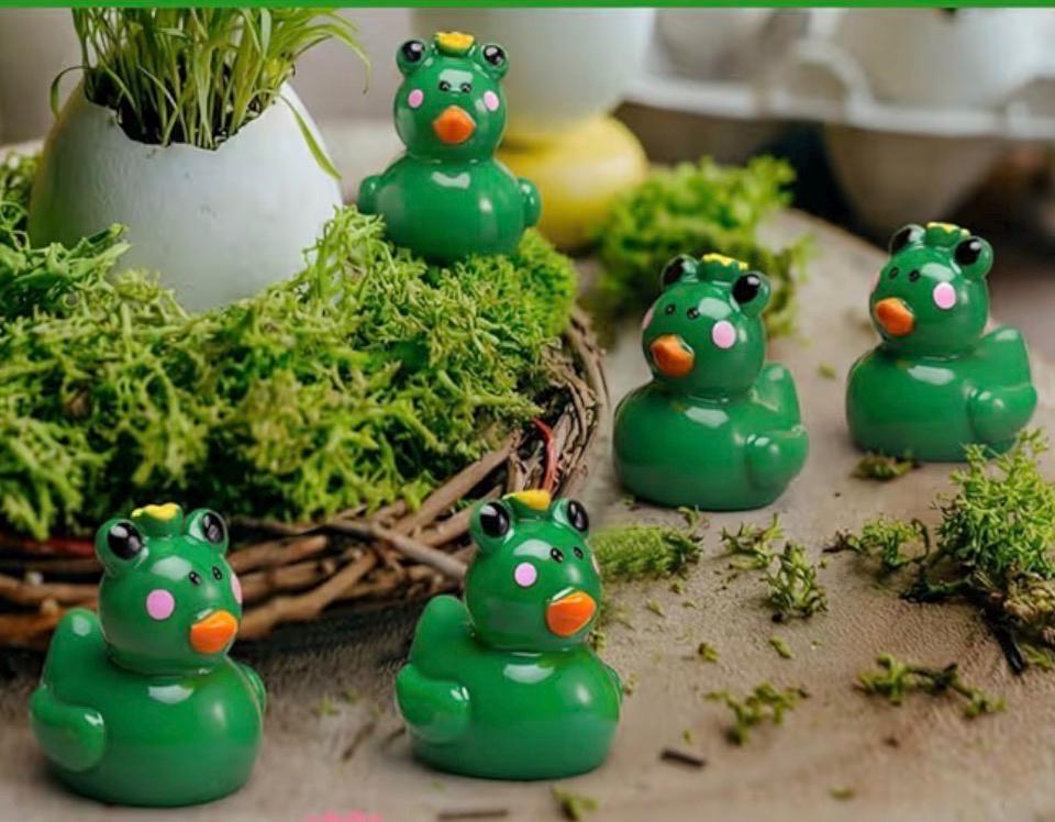 Set of 5 Resin Frog Ducks, Miniature Fairy Garden Decor