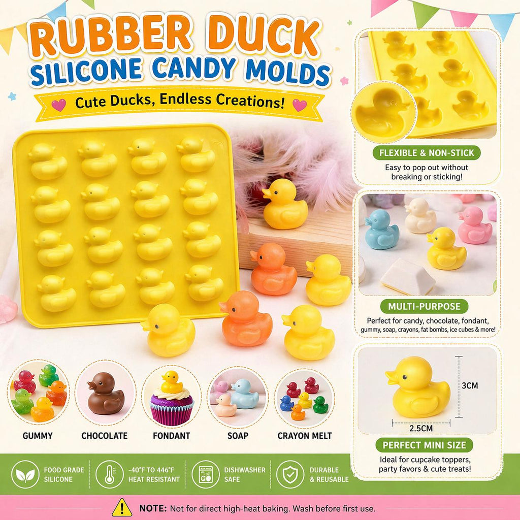Mini Rubber Duck Silicone Mold | Candy, Chocolate, Fondant, Soap Tray