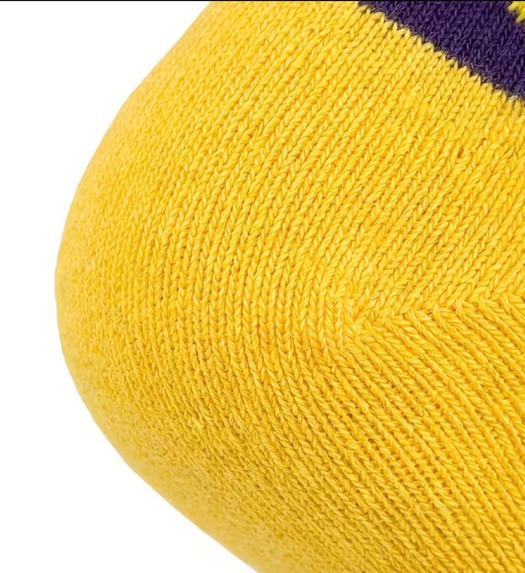 Unisex Rubber Duck Pattern Socks – Purple Yellow Cartoon Duckling Crew Socks