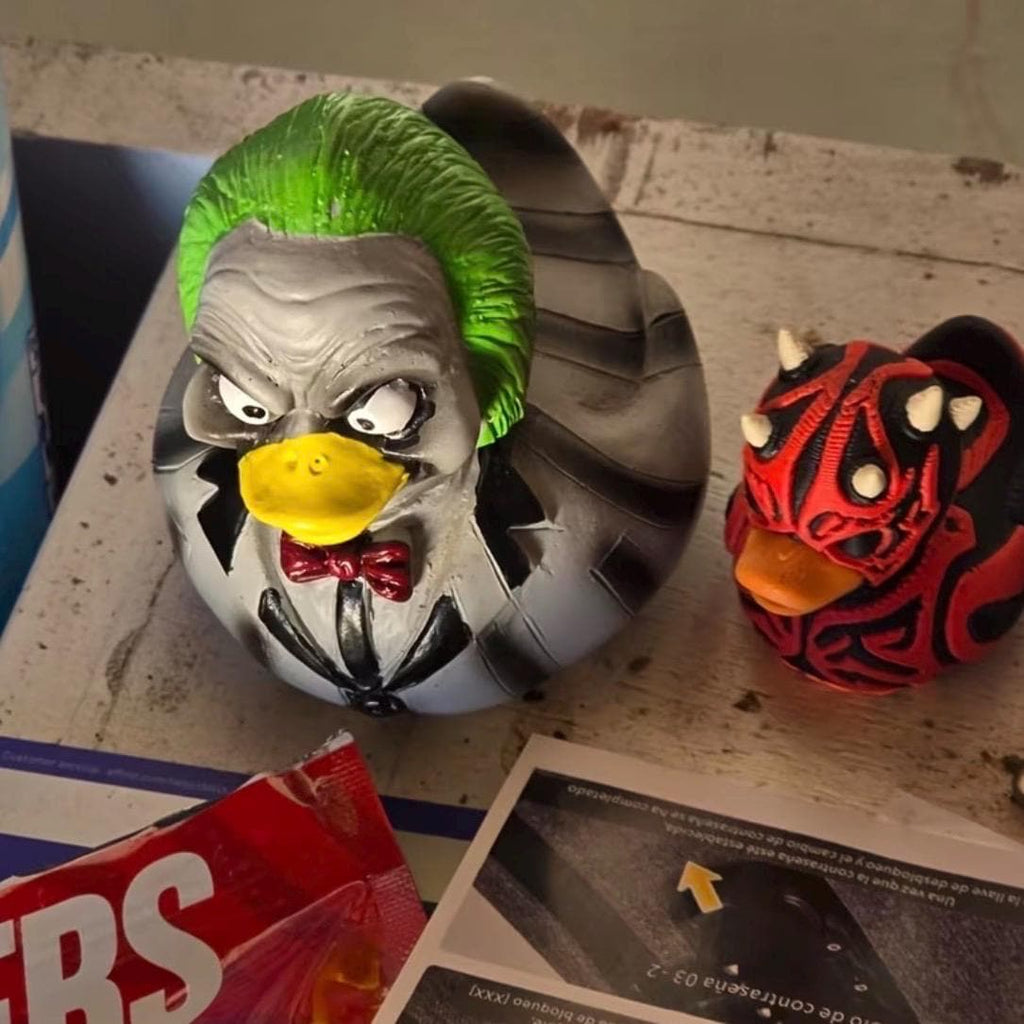 Large Resin -Beetlejuice Themed Duck, Hand Painted Resin Figurine, Horror Halloween Collectible