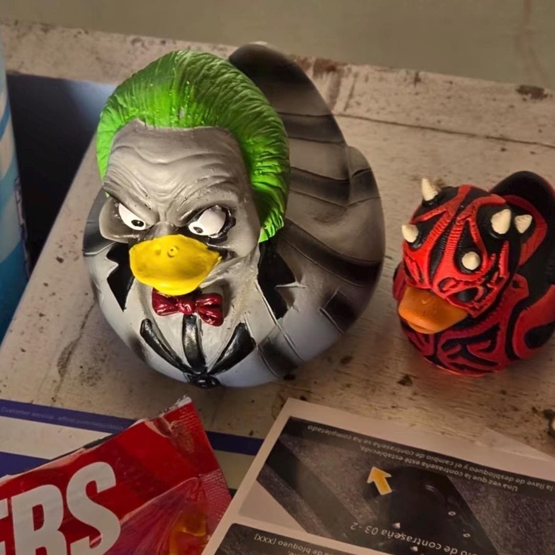 Large Resin -Beetlejuice Themed Duck, Hand Painted Resin Figurine, Horror Halloween Collectible