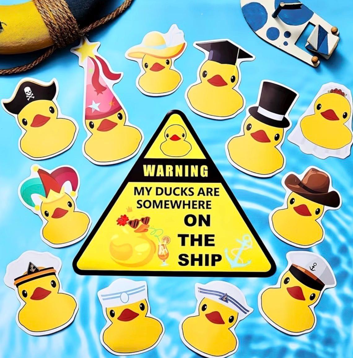 13PCS Cruise Duck Set, Themed Rubber Duck Stickers for Cabin Door, Reusable Waterproof Magnets