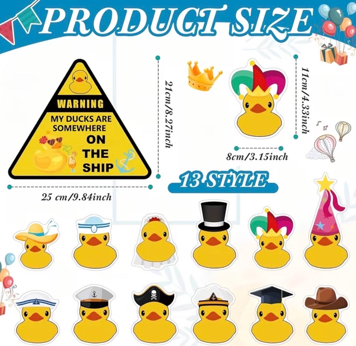 13PCS Cruise Duck Set, Themed Rubber Duck Stickers for Cabin Door, Reusable Waterproof Magnets