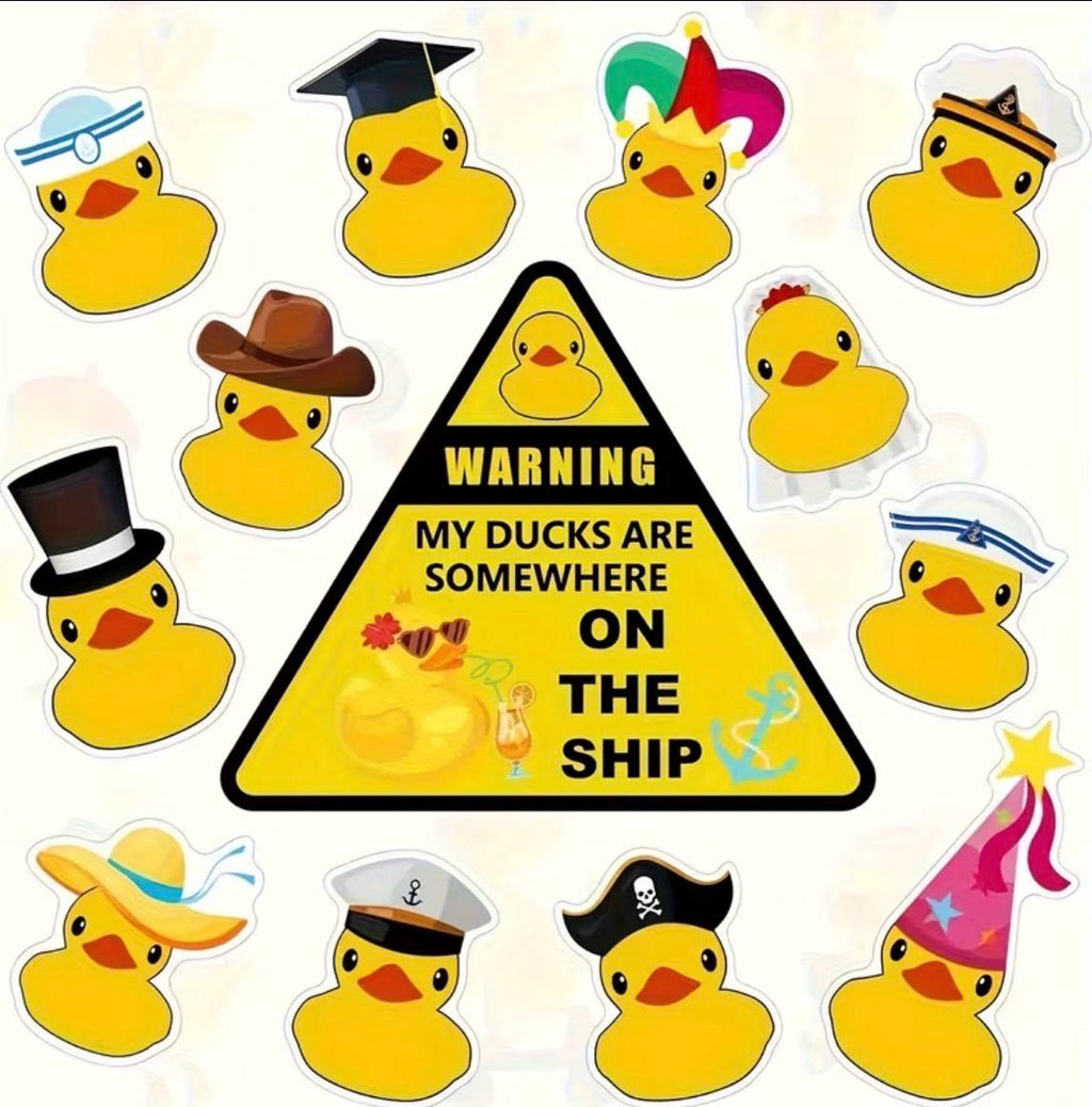 13PCS Cruise Duck Set, Themed Rubber Duck Stickers for Cabin Door, Reusable Waterproof Magnets