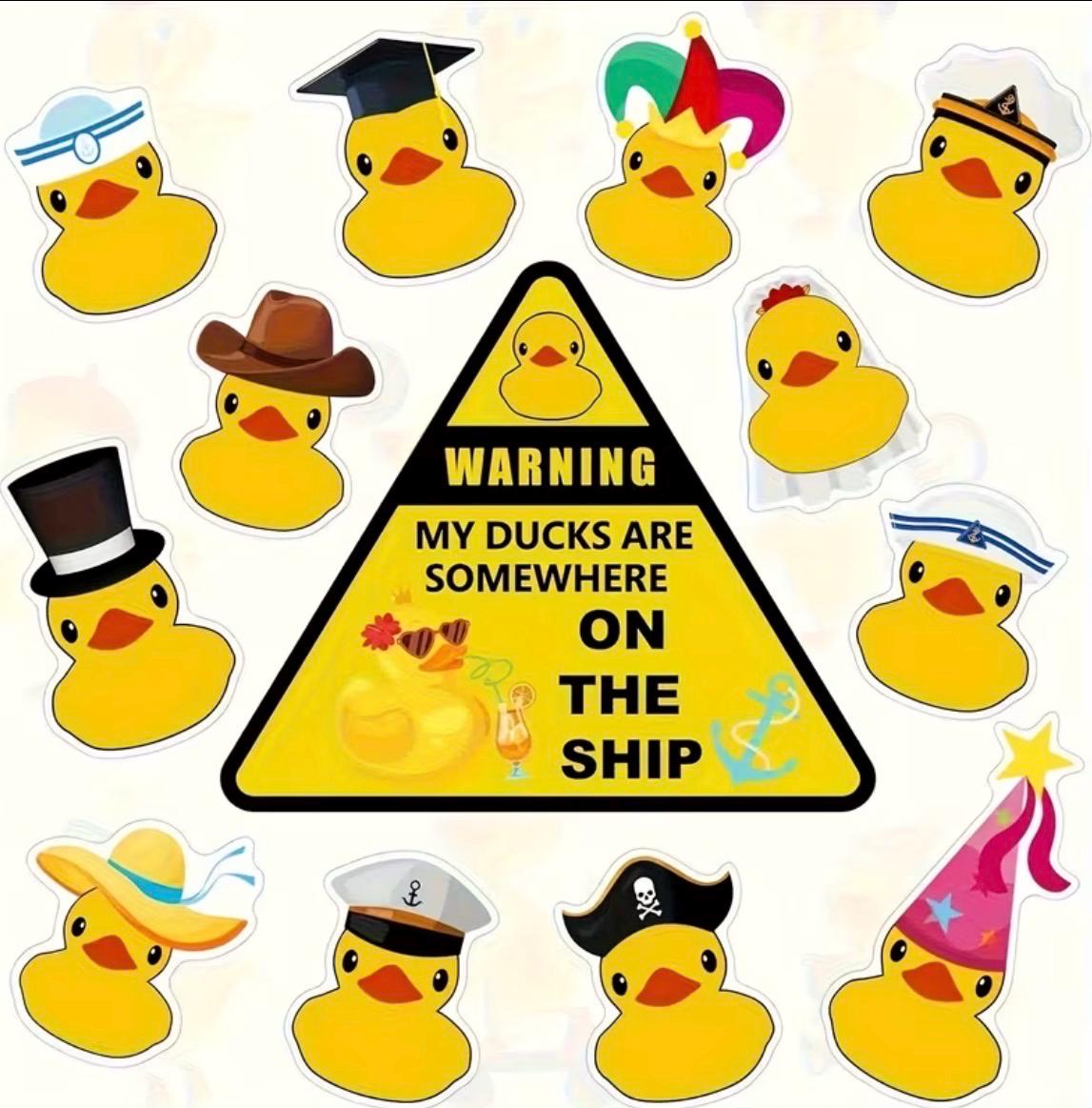 13PCS Cruise Duck Set, Themed Rubber Duck Stickers for Cabin Door, Reusable Waterproof Magnets