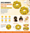 2-Piece Yellow Duck Scrunchies | Playful Face Print Hair Ties, Soft Elastic Ponytail Holders