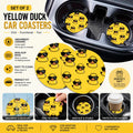 Set of 2 Yellow Duck Car Coasters, Sunglasses Duck Cup Holder Inserts, Absorbent Accessories