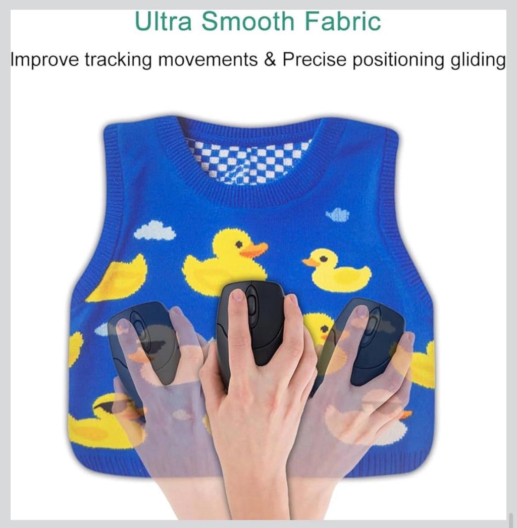 Duck Sweater Mouse Pad, Blue Rubber Duck Desk Accessory, Non-Slip Base
