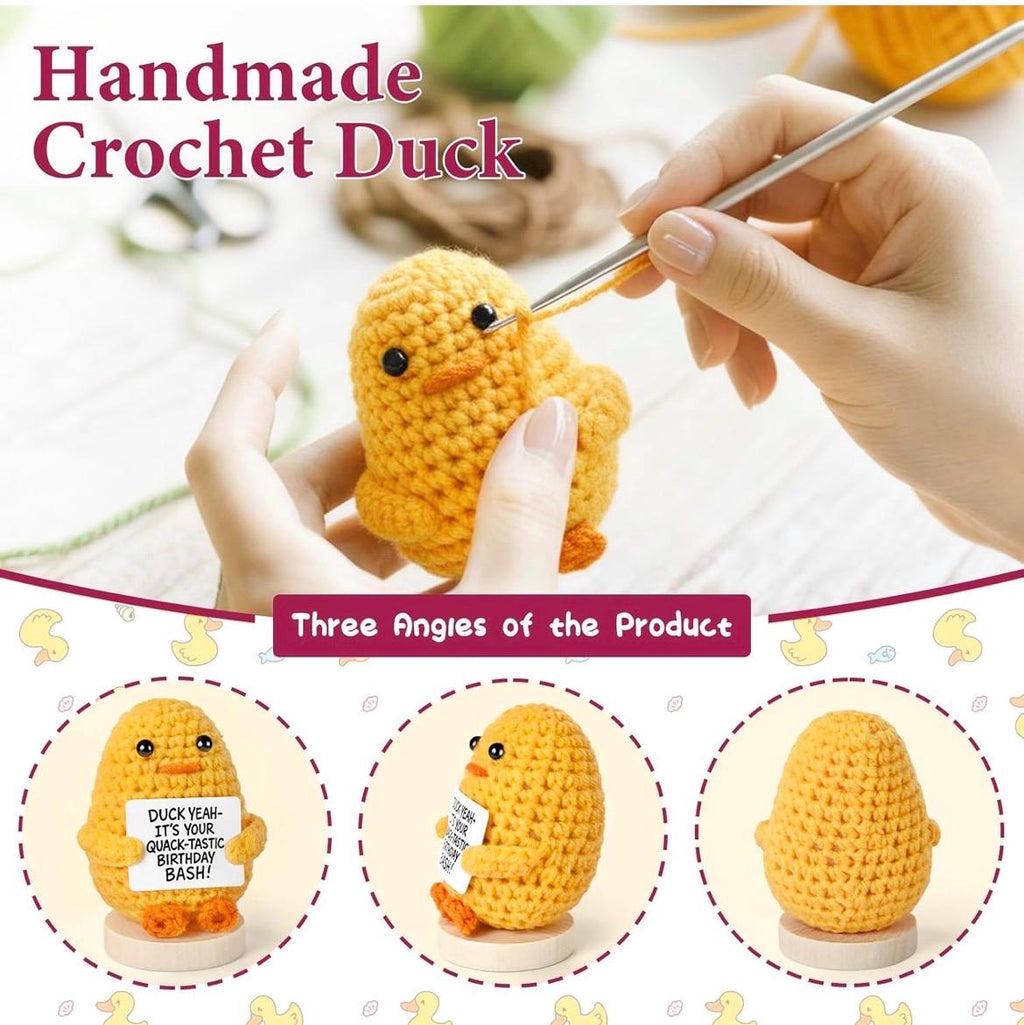 Handmade Crochet Duck, Sassy Affirmation Cards, Desk Decor Gift