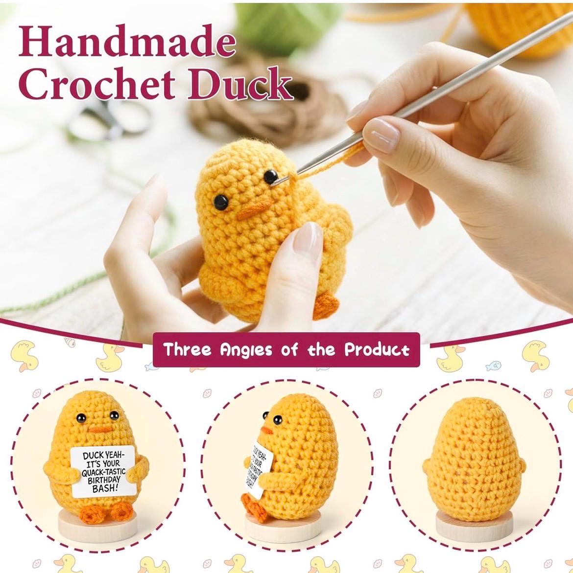 Handmade Crochet Duck, Sassy Affirmation Cards, Desk Decor Gift
