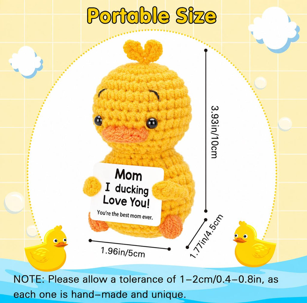 Crochet Duck Gift, "Mom I Ducking Love You" Plush Decor, Mother's Day Keepsake