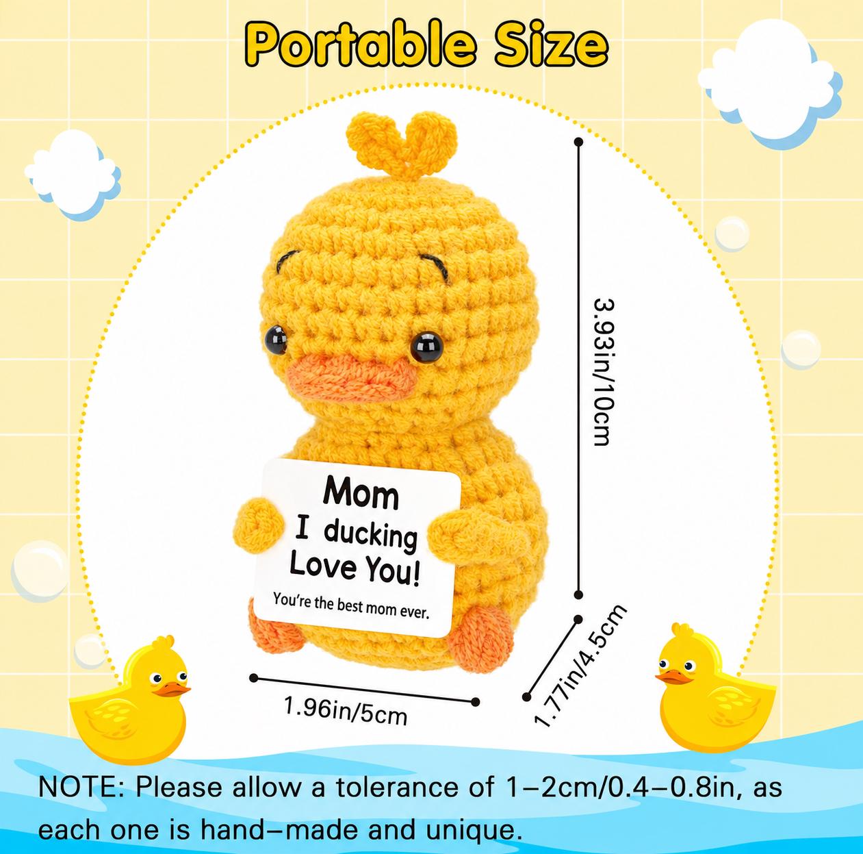 Crochet Duck Gift, "Mom I Ducking Love You" Plush Decor, Mother's Day Keepsake