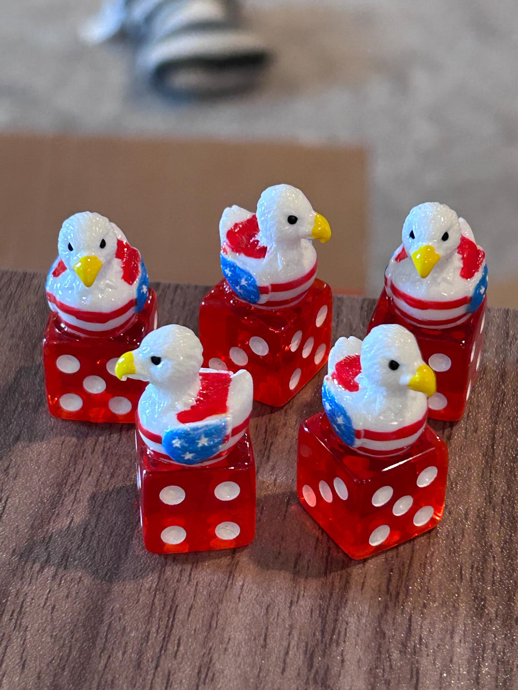 Set of 5 Patriotic Eagle Ducks on Red Dice – Jeep & Cruise Ducks