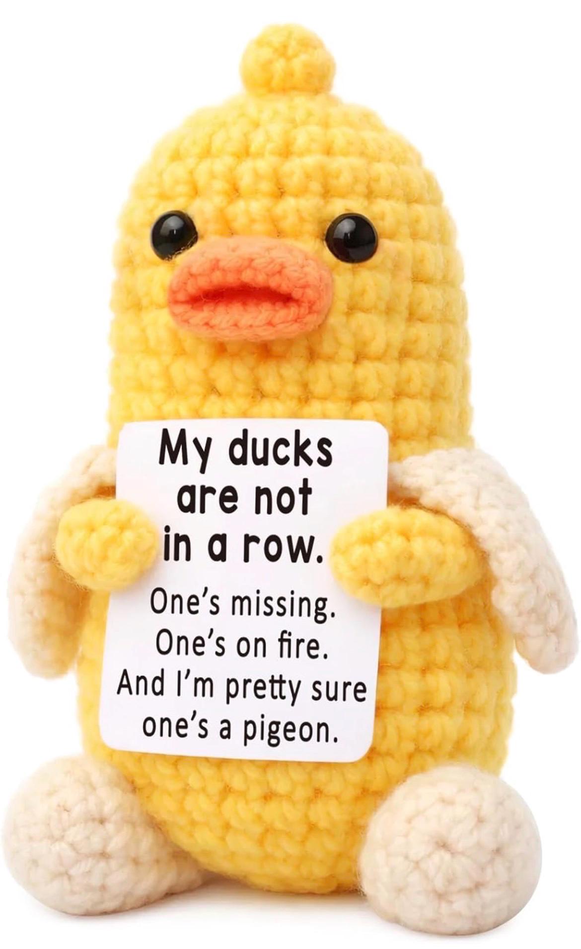 Mini Crochet Duck, Positive Inspirational Desk Decor, Handmade Plush Gift