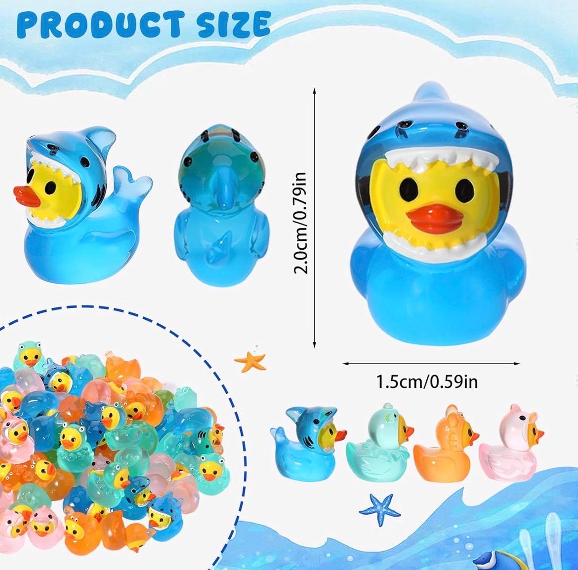 Mini Resin Ducks-8 Piece Mini Resin Ocean Animal Ducks, Glow in the Dark Figurines