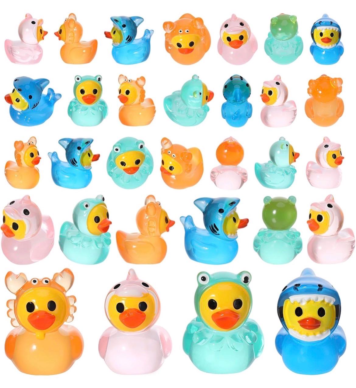 Mini Resin Ducks-8 Piece Mini Resin Ocean Animal Ducks, Glow in the Dark Figurines