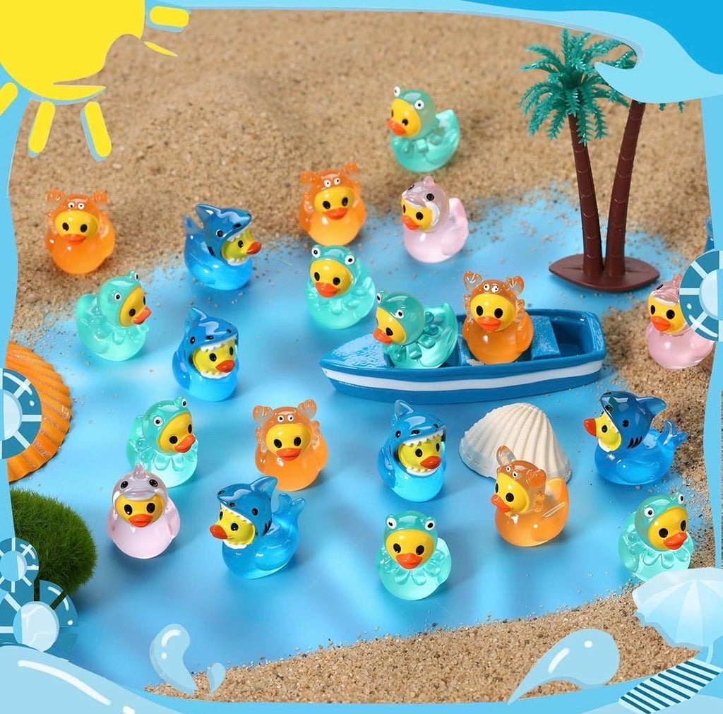 Mini Resin Ducks-8 Piece Mini Resin Ocean Animal Ducks, Glow in the Dark Figurines