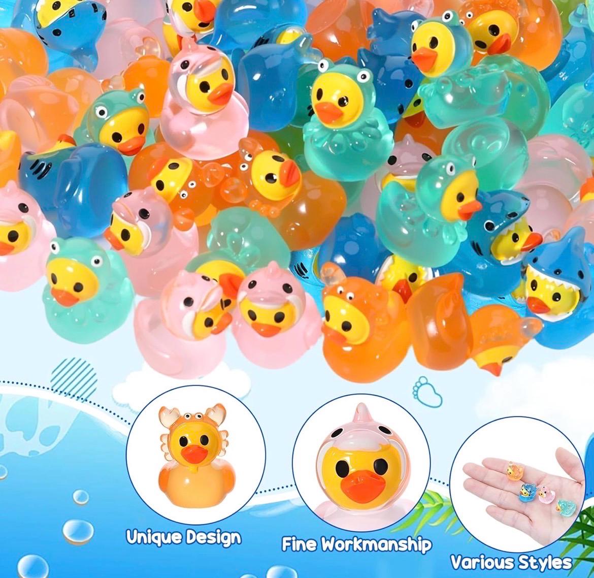 Mini Resin Ducks-8 Piece Mini Resin Ocean Animal Ducks, Glow in the Dark Figurines