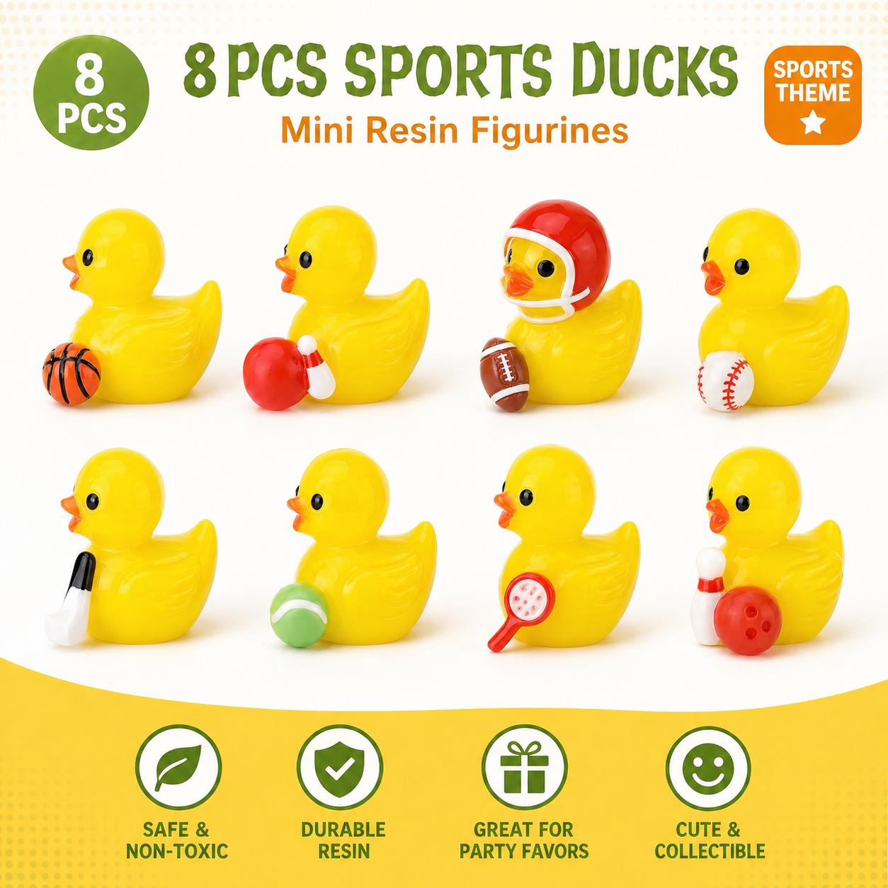 Mini Resin Ducks - 8 pcs Mini Sports Resin Ducks, Jeep Cruise Ducking Figurines